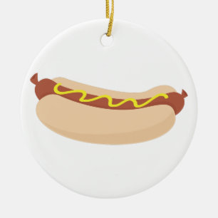 Hotdog med mustard julgransprydnad keramik