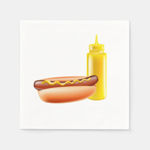 Hotdog med senapsgultt flaskapappersservetter pappersservett