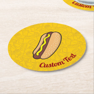 Hotdog Round Papper Underlägg Rund