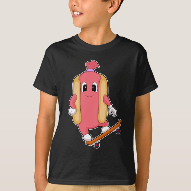 Hotdog Skater Skateboard-sport T Shirt (Framsida)