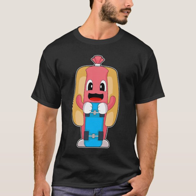 Hotdog Skater Skateboard T Shirt (Framsida)