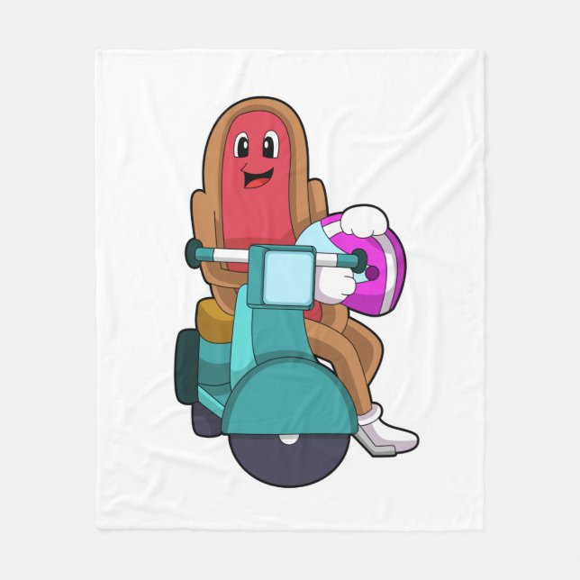 Hotdog som Biker med Scooter.PNG Fleecefilt (Framsidan)