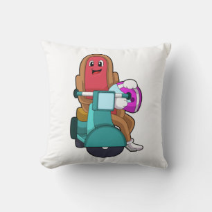 Hotdog som Biker med Scooter.PNG Kudde