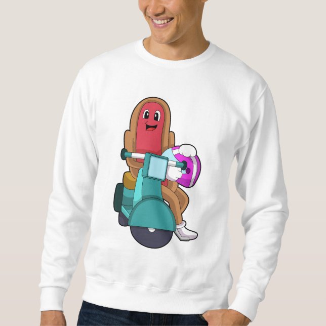 Hotdog som Biker med Scooter.PNG Lång Ärmad Tröja (Framsida)