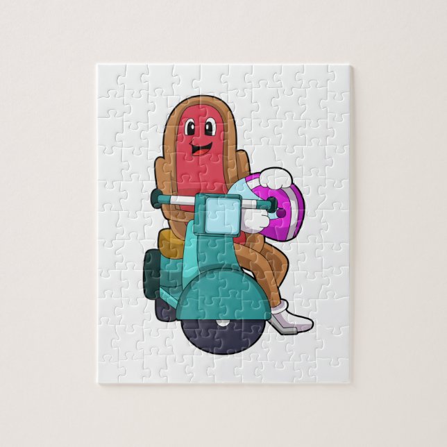 Hotdog som Biker med Scooter.PNG Pussel (Vertikal)