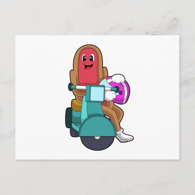 Hotdog som Biker med Scooter.PNG Vykort (Framsida)