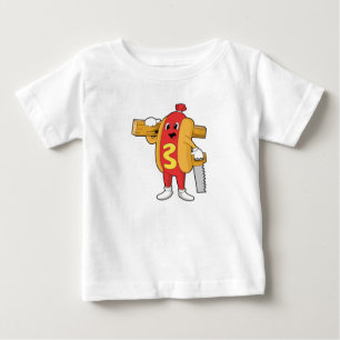 Hotdog som Carpenter med Saw & Wood T Shirt