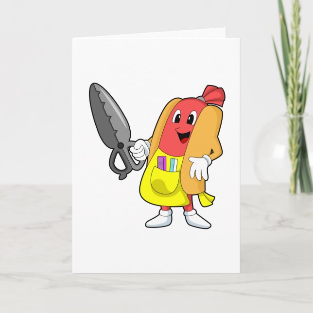 Hotdog som Hairdresser med saxar Kort (Framsida)
