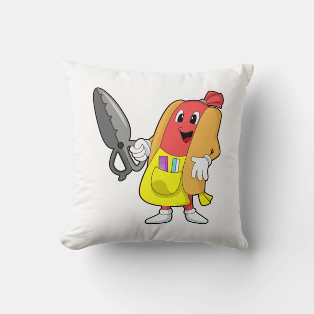 Hotdog som Hairdresser med saxar Kudde (Framsida)