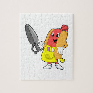 Hotdog som Hairdresser med saxar Pussel