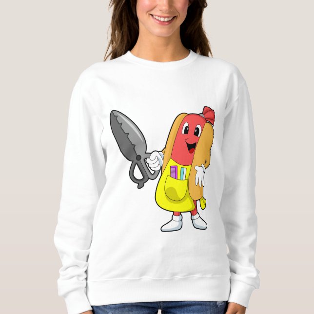 Hotdog som Hairdresser med saxar T Shirt (Framsida)