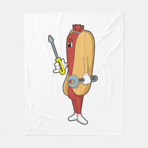 Hotdog som Mechanic med Verktyg Fleecefilt