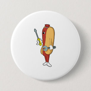 Hotdog som Mechanic med Verktyg Knapp