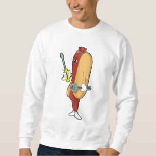 Hotdog som Mechanic med Verktyg Lång Ärmad Tröja
