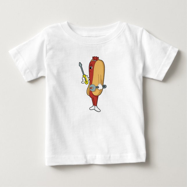 Hotdog som Mechanic med Verktyg T Shirt (Framsida)