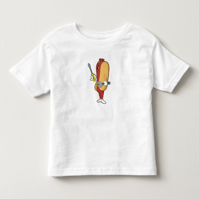 Hotdog som Mechanic med Verktyg T Shirt (Framsida)