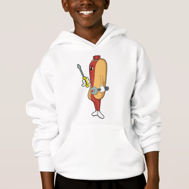 Hotdog som Mechanic med Verktyg T Shirt (Framsida)
