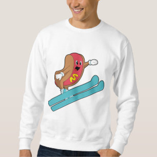Hotdog som Ski-jumper med Ski.PNG Lång Ärmad Tröja