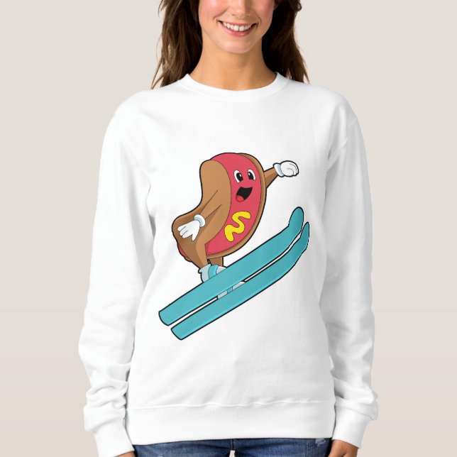 Hotdog som Ski-jumper med Ski.PNG T Shirt (Framsida)