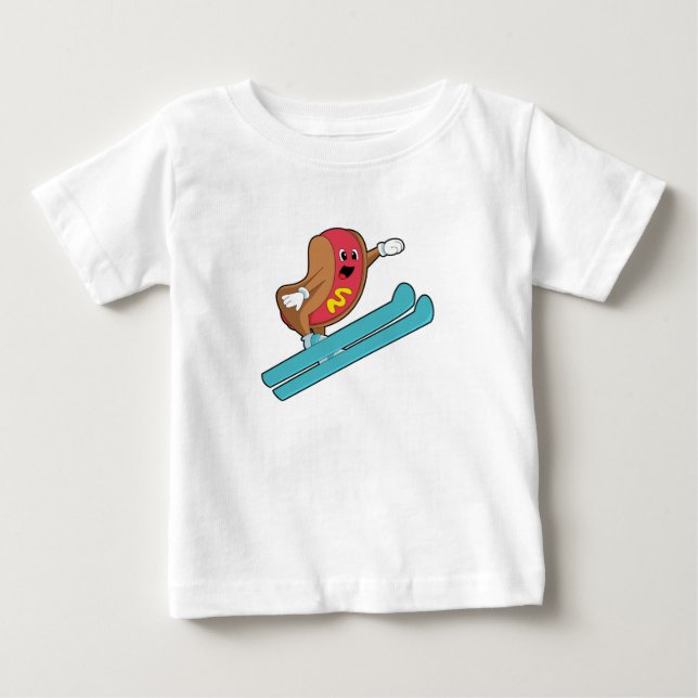 Hotdog som Ski-jumper med Ski.PNG T Shirt (Framsida)