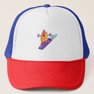 Hotdog som Snowboarder med Sonowboard Keps
