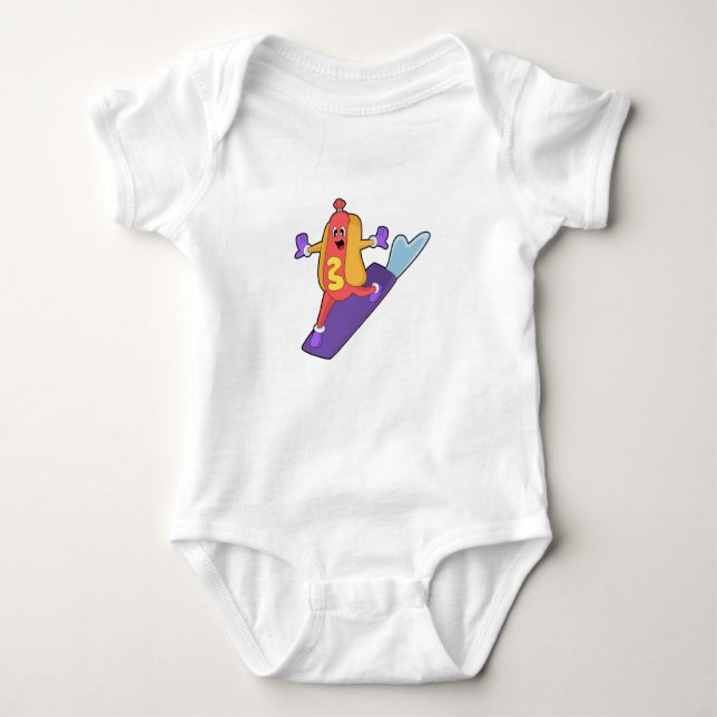 Hotdog som Snowboarder med Sonowboard T Shirt (Framsida)