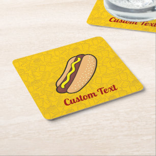 Hotdog Square Papper Underlägg Kvadrat