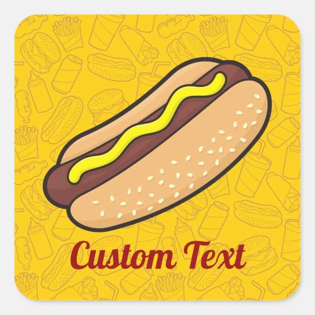Hotdog Sticker Fyrkantigt Klistermärke (Framsida)