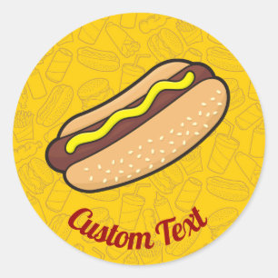 Hotdog Sticker Runt Klistermärke