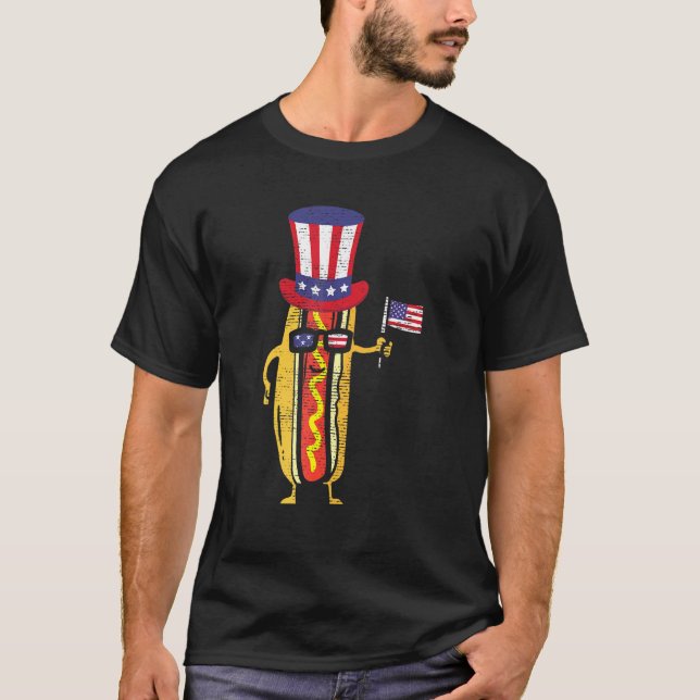 Hotdog Sunglass American Flagga Usa 4 juli FoU T Shirt (Framsida)