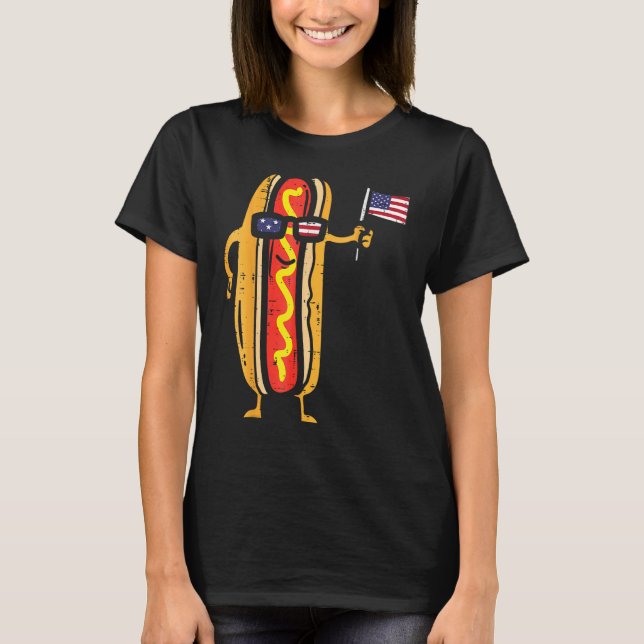 Hotdog Sunglasses American Flag USA  4th Of July F T Shirt (Framsida)