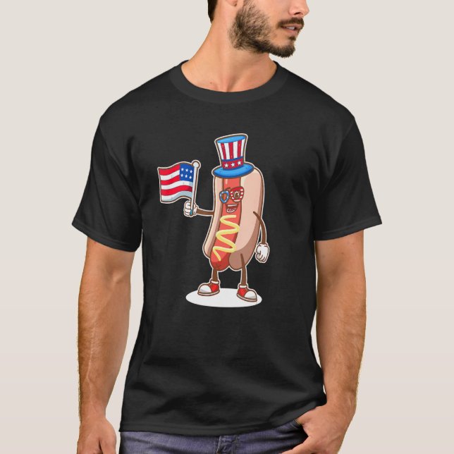 Hotdog Sunglasses American Flag USA Funny 4th Of J T Shirt (Framsida)