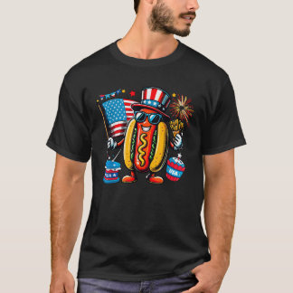 Hotdog Sunglasses American Flagga 4 juli Fireworks T Shirt