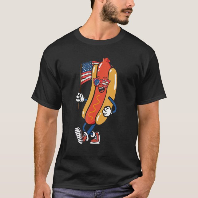 Hotdog Sunglasses American Flagga USA 4:e juli F T Shirt (Framsida)