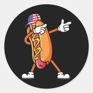 Hotdog Sungles America Flagga Självständighet D Runt Klistermärke