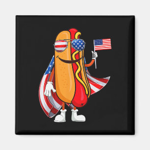 Hotdog Sungles American Flagga Usa Funny 4 juli Magnet