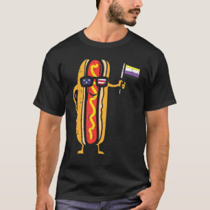 Hotdog US Flagga Sunglasses Nonbinary Enby Nb Prid T Shirt