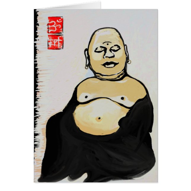 Hotei som skrattar det Buddha kortet Hälsningskort (Framsidan)