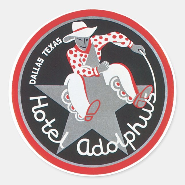 Hotel Adolphus Luggage Label Runt Klistermärke (Framsida)