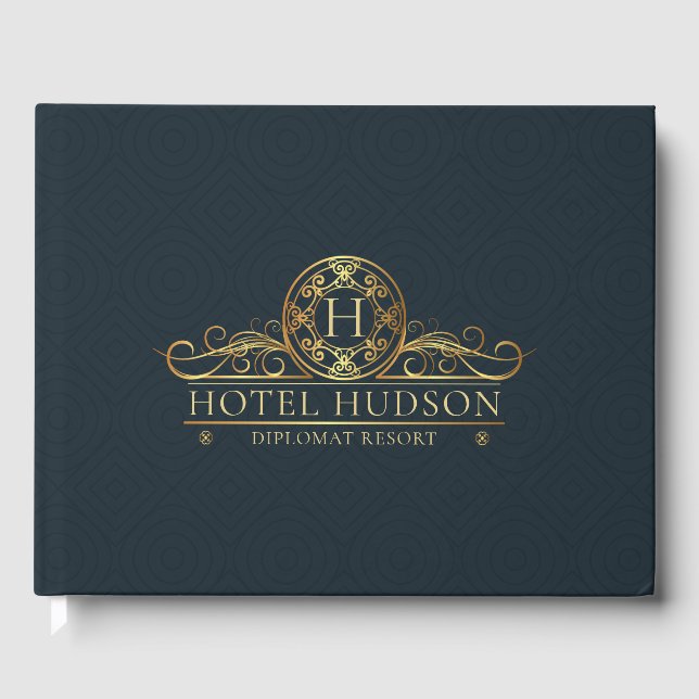 Hotel Branding Luxury Guld Blue Gästböcker (Framsida)