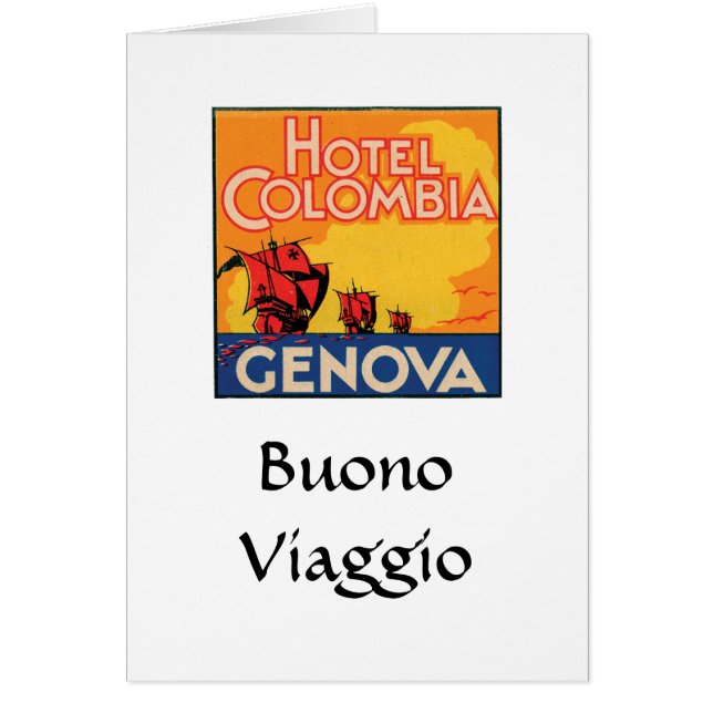 Hotel Columbia Genova Baggage Label Hälsningskort (Framsidan)
