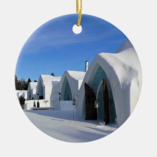 Hotel de Glace, Quebec, Kanada Julgransprydnad Keramik