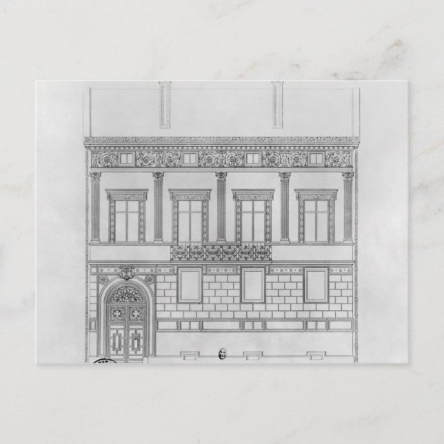 Hotel de Pourtales, facade, 1850 Vykort (Framsida)