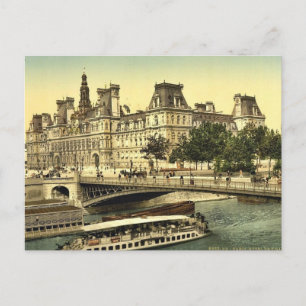 Hotel de ville, Paris, Frankrike Classic Photochro Vykort