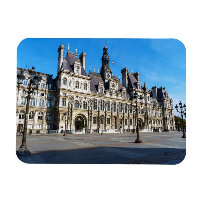 Hotel de Ville. Parisstadshuset - Frankrike Magnet (Horisontell)