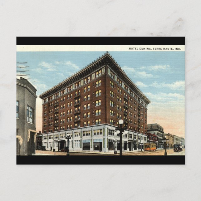 Hotel Deming, Terre Haute, Indiana 1933 Vykort (Framsida)