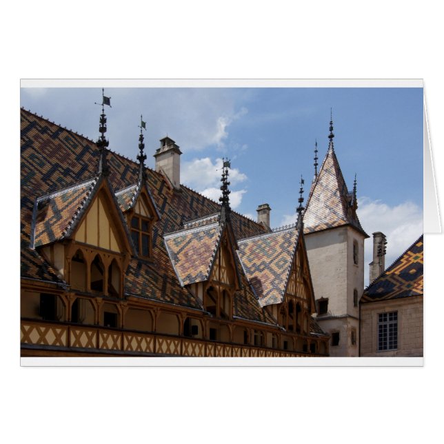 Hotel-Dieu De Beaune Frankrike Byggnad Architectur Hälsningskort (Framsidan Horizontal)