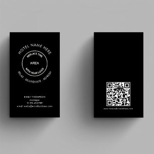 Hotel Guest House QR Code Logotyp Tagline Black Visitkort