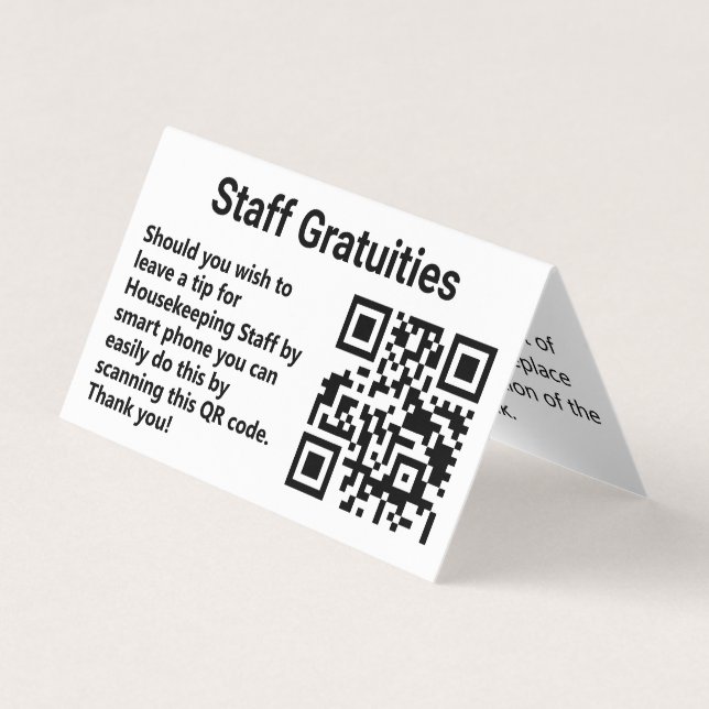 Hotel Householding-personal Gratuations QR-kod, vi Visitkort (Framsida)
