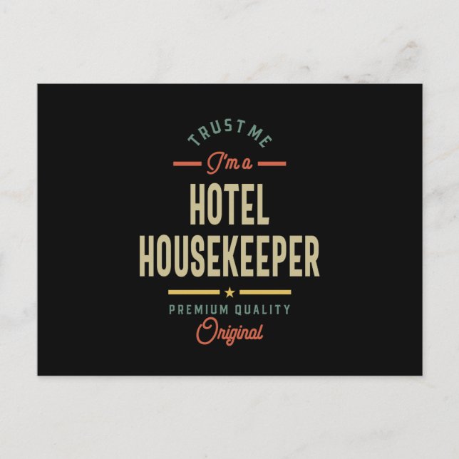 Hotel Housekeeper-jobbtitel-gåva Vykort (Framsida)